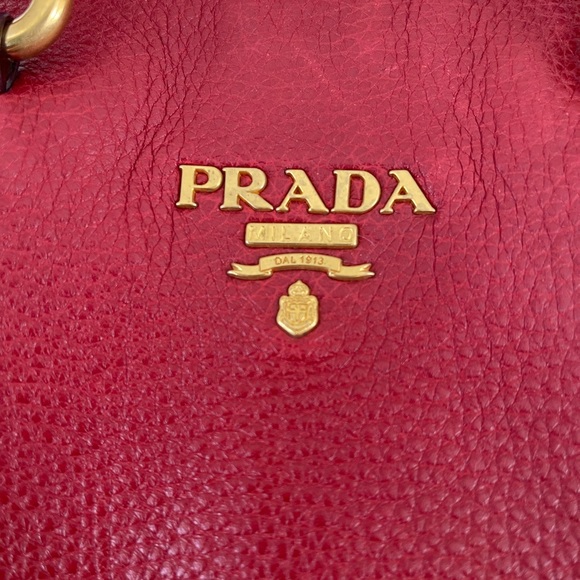 Prada Red Large Vitello Phenix Leather Shopper, 2-way shoulder bag, EUC - Picture 6 of 14